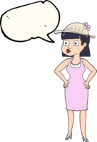 hand drawn speech bubble cartoon woman wearing sun hat png