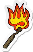 sticker of a cartoon burning match png