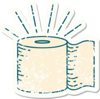 worn old sticker of a tattoo style toilet paper png