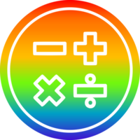 math with rainbow gradient finishs circular icon with rainbow gradient finish png