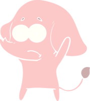 elefante inseguro dos desenhos animados de estilo de cor plana png