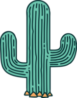 iconic tattoo style image of a cactus png