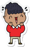 sticker of a cartoon happy boy surprised png