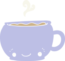 egale kleurstijl cartoon warme kop koffie png