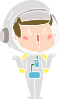 happy flat color style cartoon astronaut shrugging shoulders png