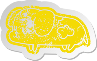 distressed old cartoon sticker kawaii of a cute dog png