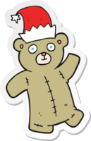 sticker of a cartoon teddy bear wearing christmas hat png