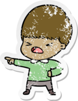 distressed sticker of a cartoon stressed man png