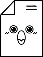 line drawing cartoon of a shocked paper document png