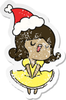 Hand gezeichnet Weihnachten betrübt Aufkleber Karikatur von kawaii Mädchen png