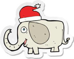 sticker of a cartoon elephant in christmas hat png