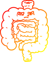 warm gradient line drawing of a cartoon intestines png