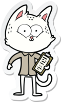 sticker van een cartoonkat met klembord png