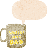 worlds best dad mug with speech bubble in grunge distressed retro textured style png