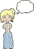 cartoon happy woman with thought bubble png