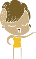 happy flat color style cartoon girl png