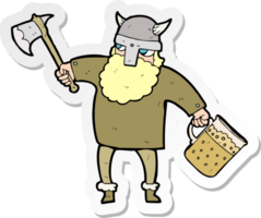 sticker of a cartoon drunk viking png