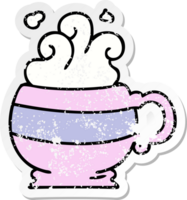 distressed sticker of a quirky hand drawn cartoon hot drink png
