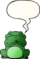 cartoon arrogant frog with speech bubble in smooth gradient style png