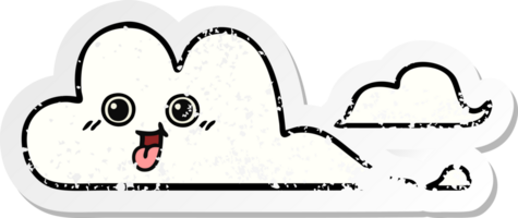 distressed sticker of a cute cartoon clouds png