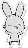 autocollant en détresse d'un dessin animé de lapin curieux png