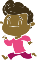 happy flat color style cartoon man exercising png