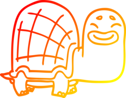 warm gradient line drawing of a cartoon happy turtle png