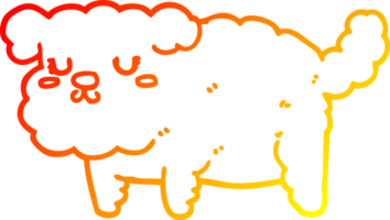 warm gradient line drawing of a cartoon dog png