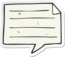 sticker of a cartoon notes speech bubble png