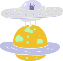 flat color illustration of flying saucer png