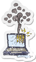 retro distressed sticker of a cartoon broken computer png