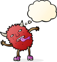 funny cartoon monster with thought bubble png