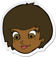 pegatina de un rostro femenino de dibujos animados png