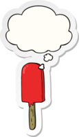 cartoon lollipop with thought bubble as a printed sticker png