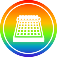 mensuel calendrier circulaire icône avec arc en ciel pente terminer png