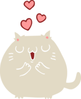 lindo gato de dibujos animados de estilo de color plano enamorado png