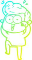 cold gradient line drawing of a cartoon man png