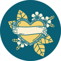 iconic tattoo style image of a heart and banner png