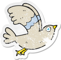 Retro beunruhigter Aufkleber eines Cartoonvogels png