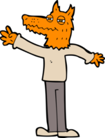 cartoon waving fox man png