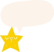 cartoon star with speech bubble in retro style png