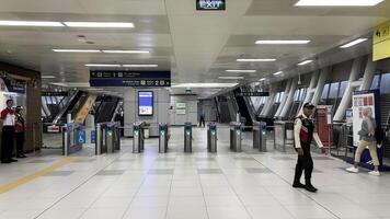 LRT Jakarta train station interior view. Indonesia public transportation. Bekasi, Indonesia, May 1, 2024 photo