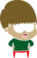 happy flat color style cartoon boy png