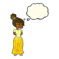 cartoon pretty victorian woman with thought bubble png