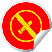 circular peeling sticker cartoon of a no smoking allowed sign png