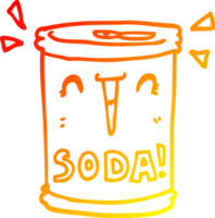 warm gradient line drawing of a cartoon soda can png