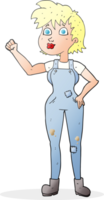 hand drawn cartoon confident farmer woman png