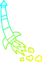 cold gradient line drawing of a cartoon space rocket png