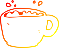 caldo pendenza linea disegno di un' cartone animato caffè tazza png