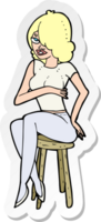 sticker of a cartoon woman sitting on bar stool png